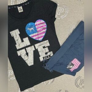 ⛔️SOLD ON Ⓜ️⛔️ Victoria’s Secret PINK Vintage Bling Flag Set NWOT L